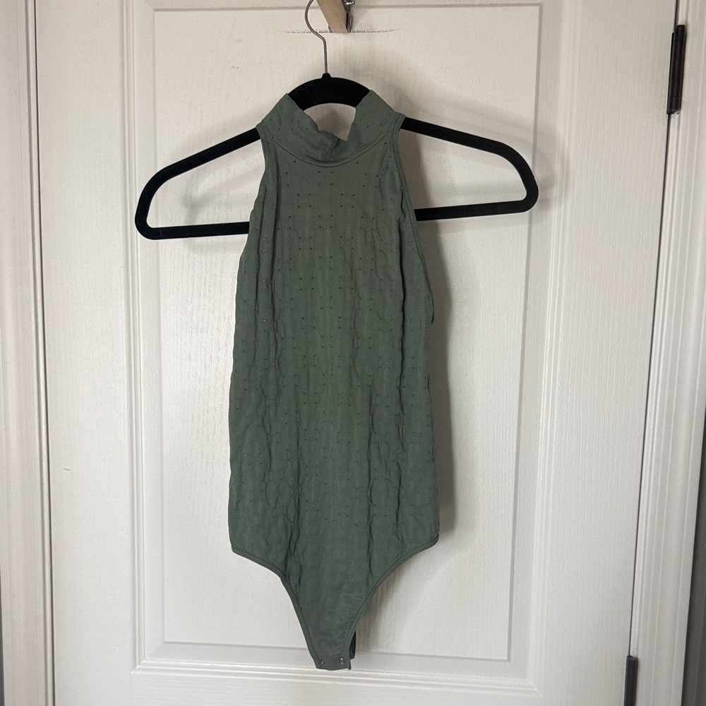 Free People Olive Textured Bodysuit